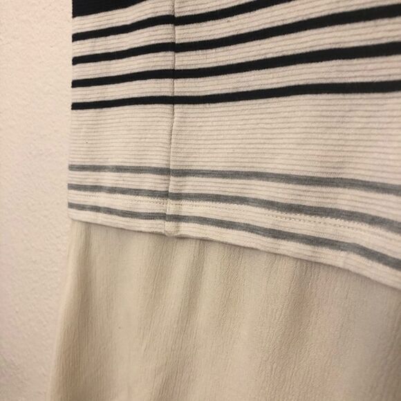 Anthropologie Deletta Tunic black and white striped Top hi low crew neck tunic S - Picture 11 of 13